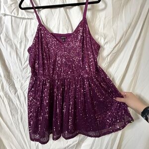 Torrid Peplum Purple Sequin Tank Size 1